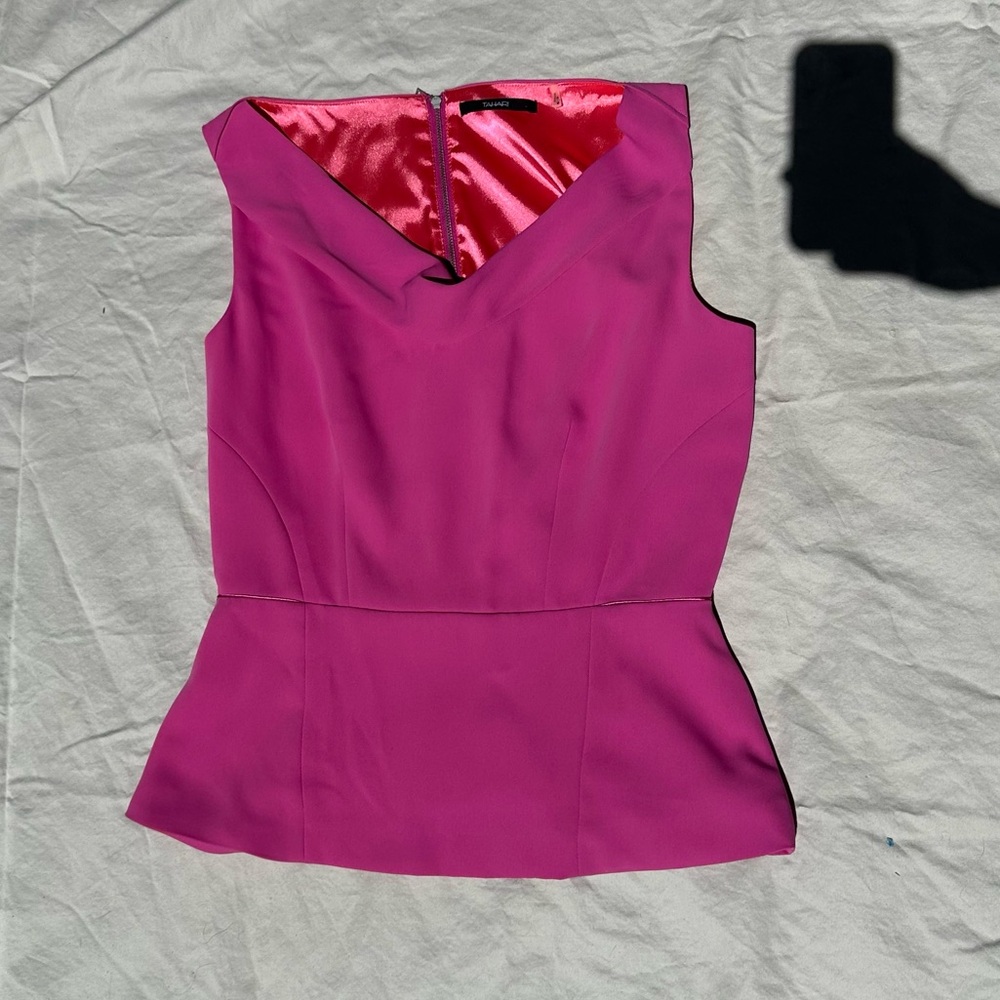 Tahari hot pink sleeveless top